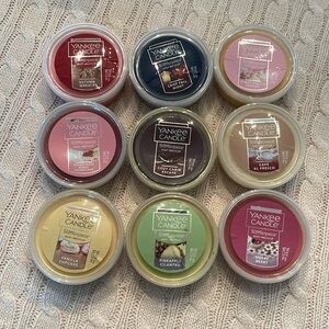 New Yankee Candle meltcups 9 in lot all different scents. Unused with lids